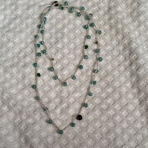 Crochet Elegant Beaded Necklace in Teal‎ and Green